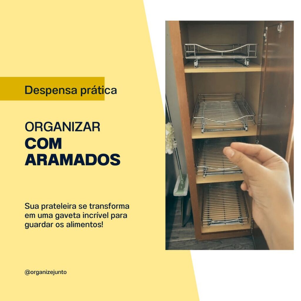 Organizar mantimentos na despensa usando gavetas deslizantes