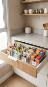 Leia mais sobre o artigo Organizar alimentos em gavetas da cozinha | organizadores de acrilico